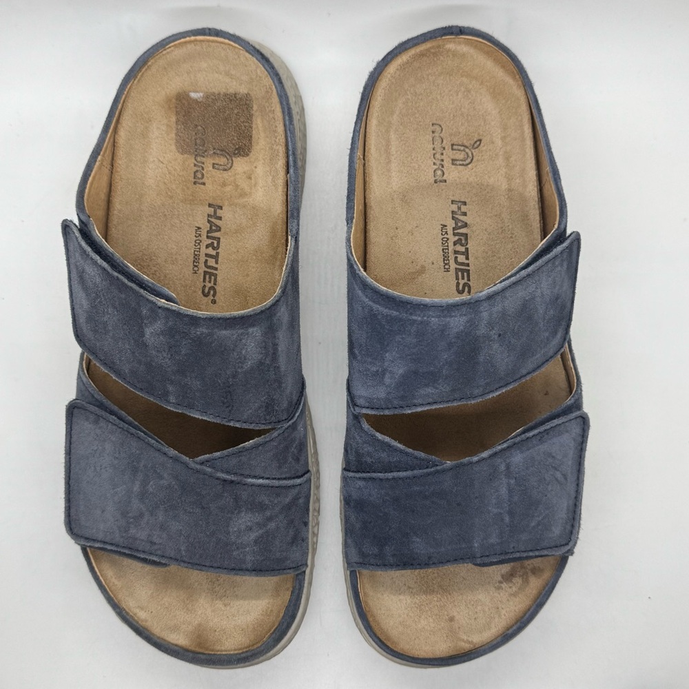 Hartjes Groove Natural sandals Slides in blue suede. Size EU 37 US 7 - Picture 4 of 10
